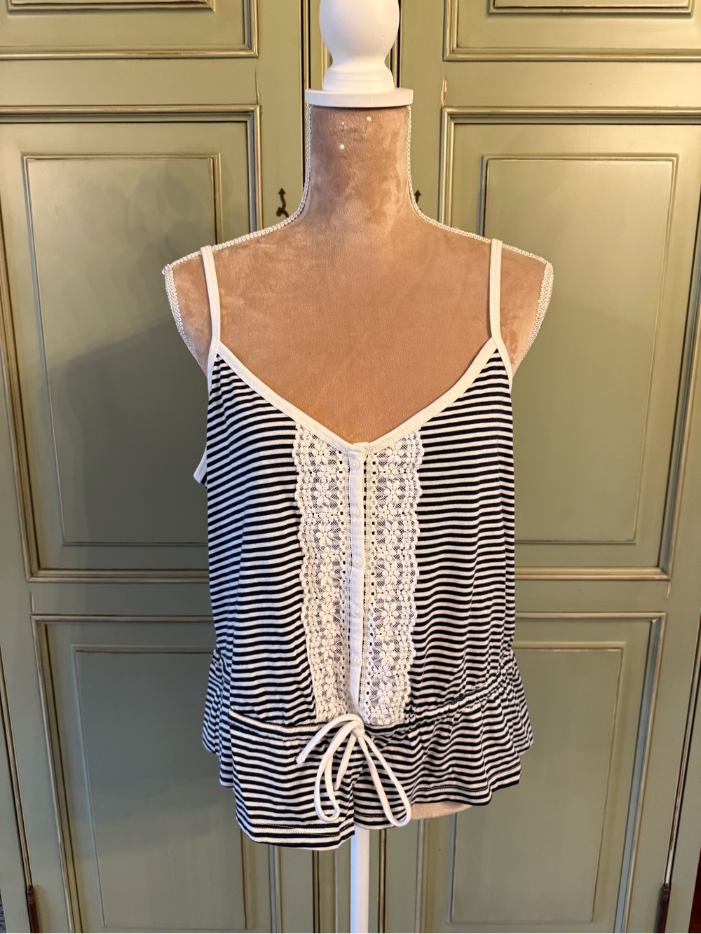 Hollister- Striped Navy and White Shirt - X Large
